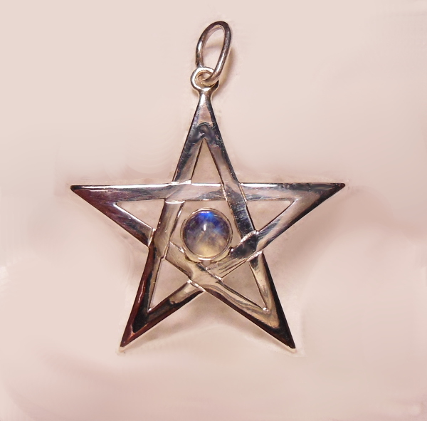 Kettenanhänger Pentagramm mit Mondstein